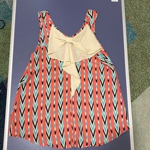 Pink Blue White and Black Striped Sleeveless